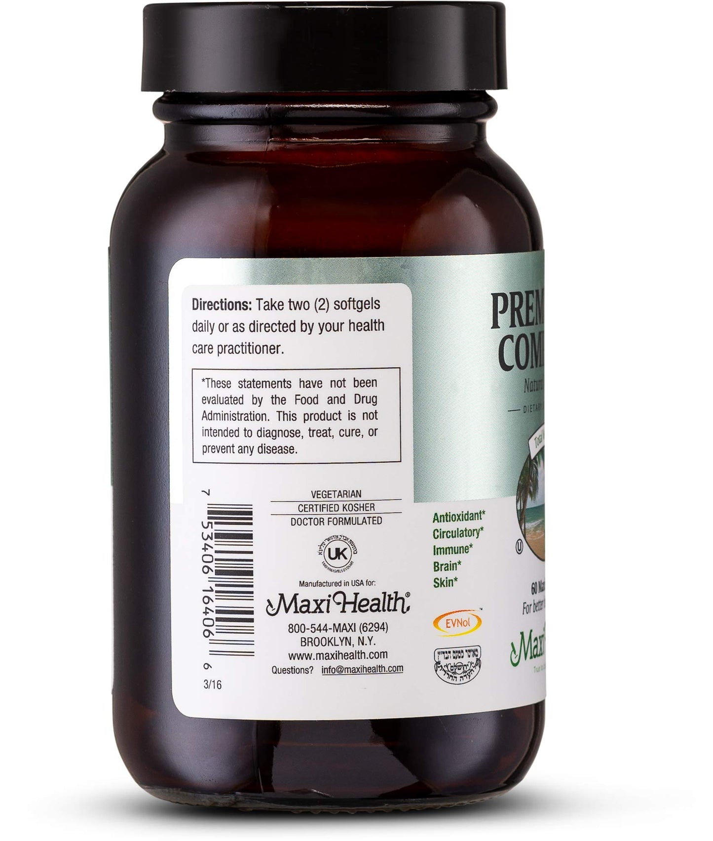 Maxi Health Premium E Complete 200 IU Vitamin E Capsules, 60-count