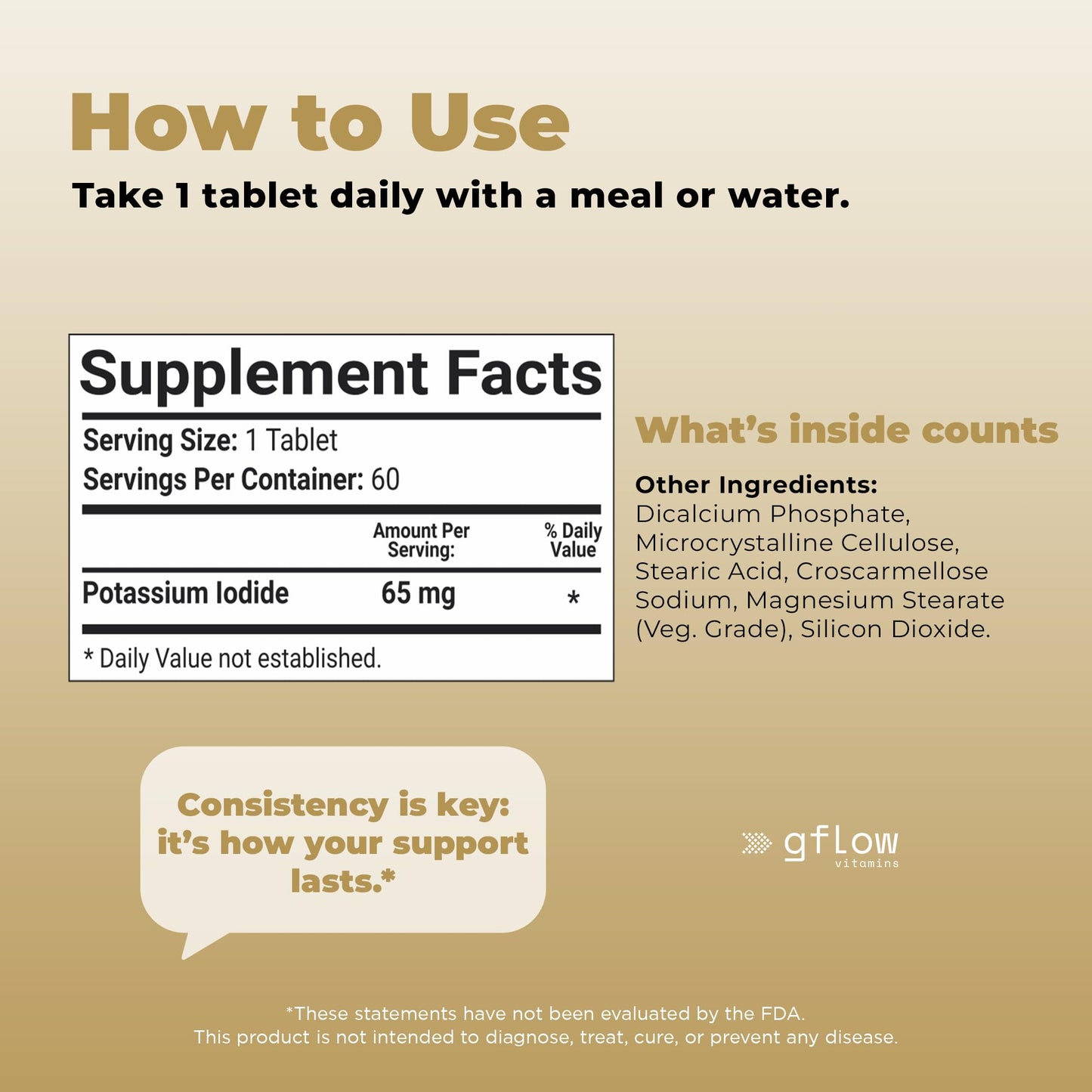 Gflow Vitamins Potassium Iodide 65 mg Tablet, 60 Tablets