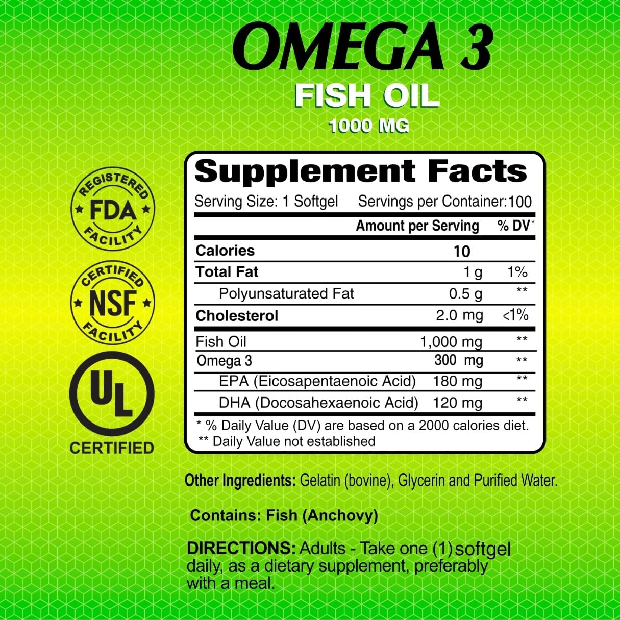 ALFA VITAMINS Omega 3 Fish Oil 1000mg Softgels, 400 Count