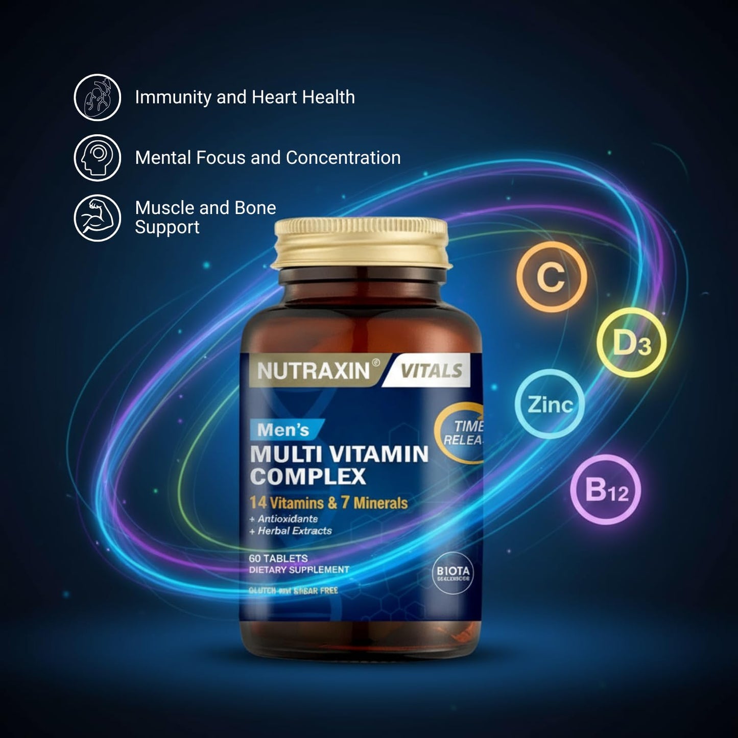 Nutraxin Men's Multivitamin & Mineral Complex Capsule, 60 Count