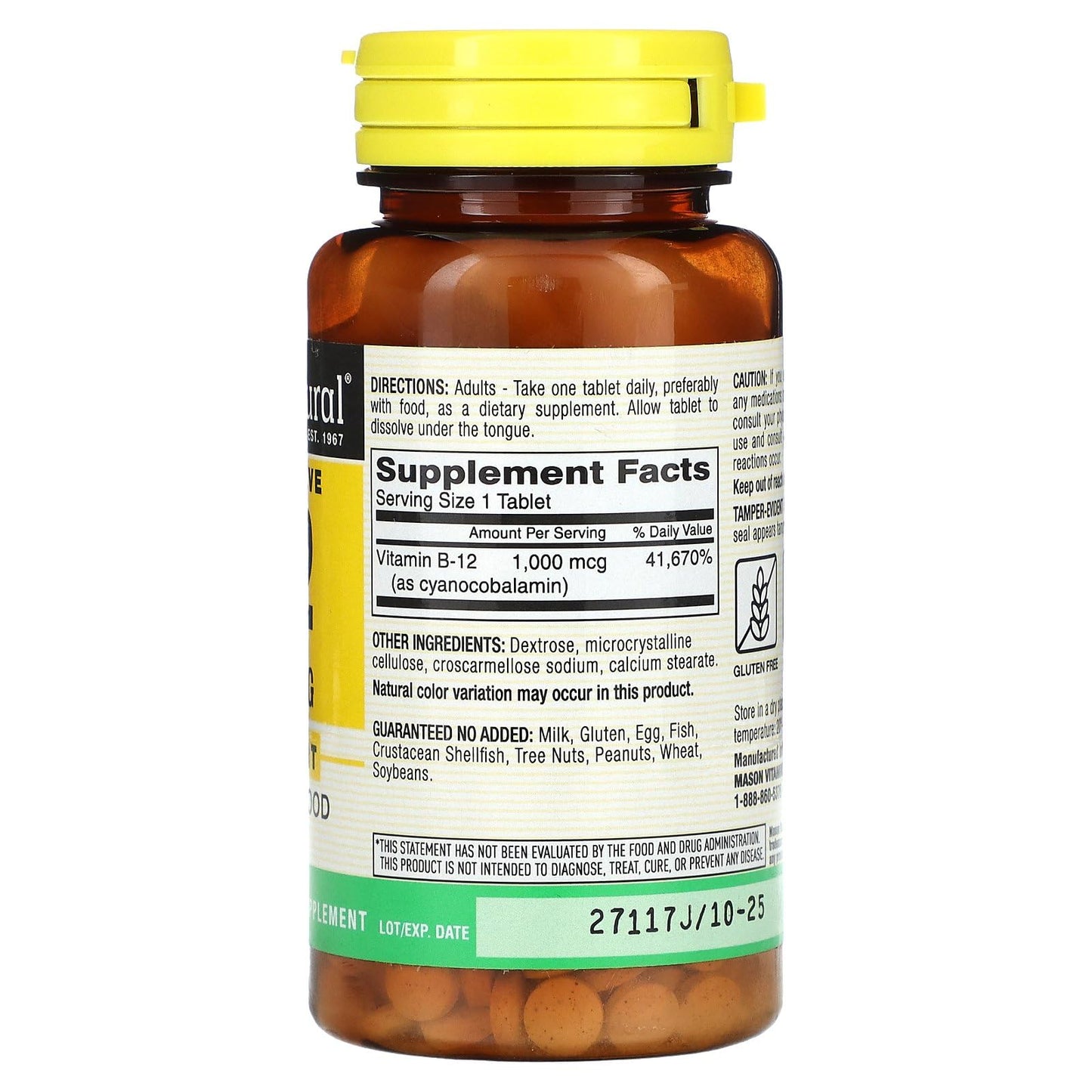 Mason Natural B-12 1000mcg Tablet, 200 ea