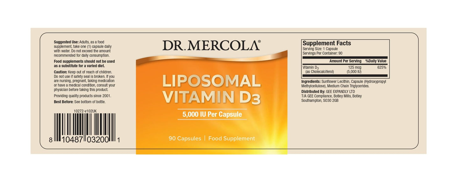Dr. Mercola Liposomal Vitamin D3 5000 IU Capsule 90 Capsules