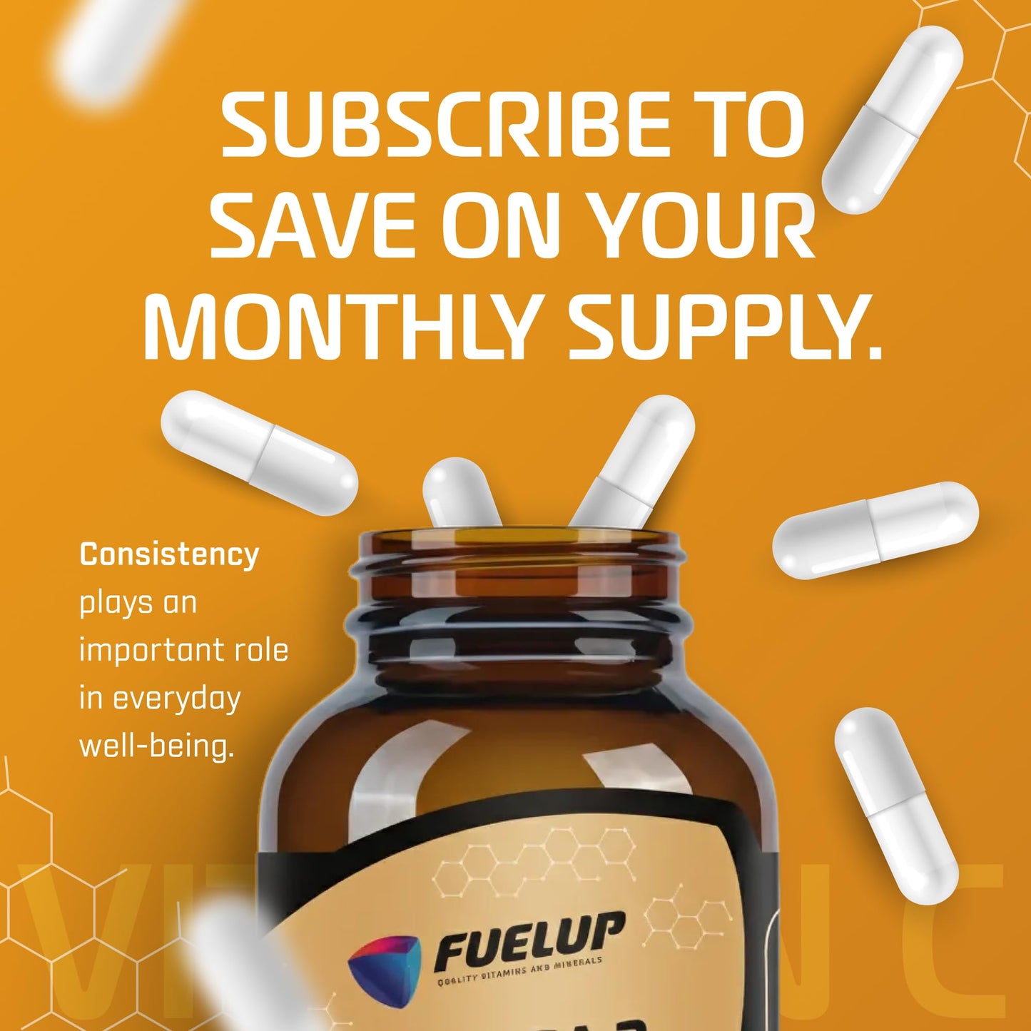 Fuelup Vitamin C 500 mg – Vegan Supplement Capsule, 180 Count