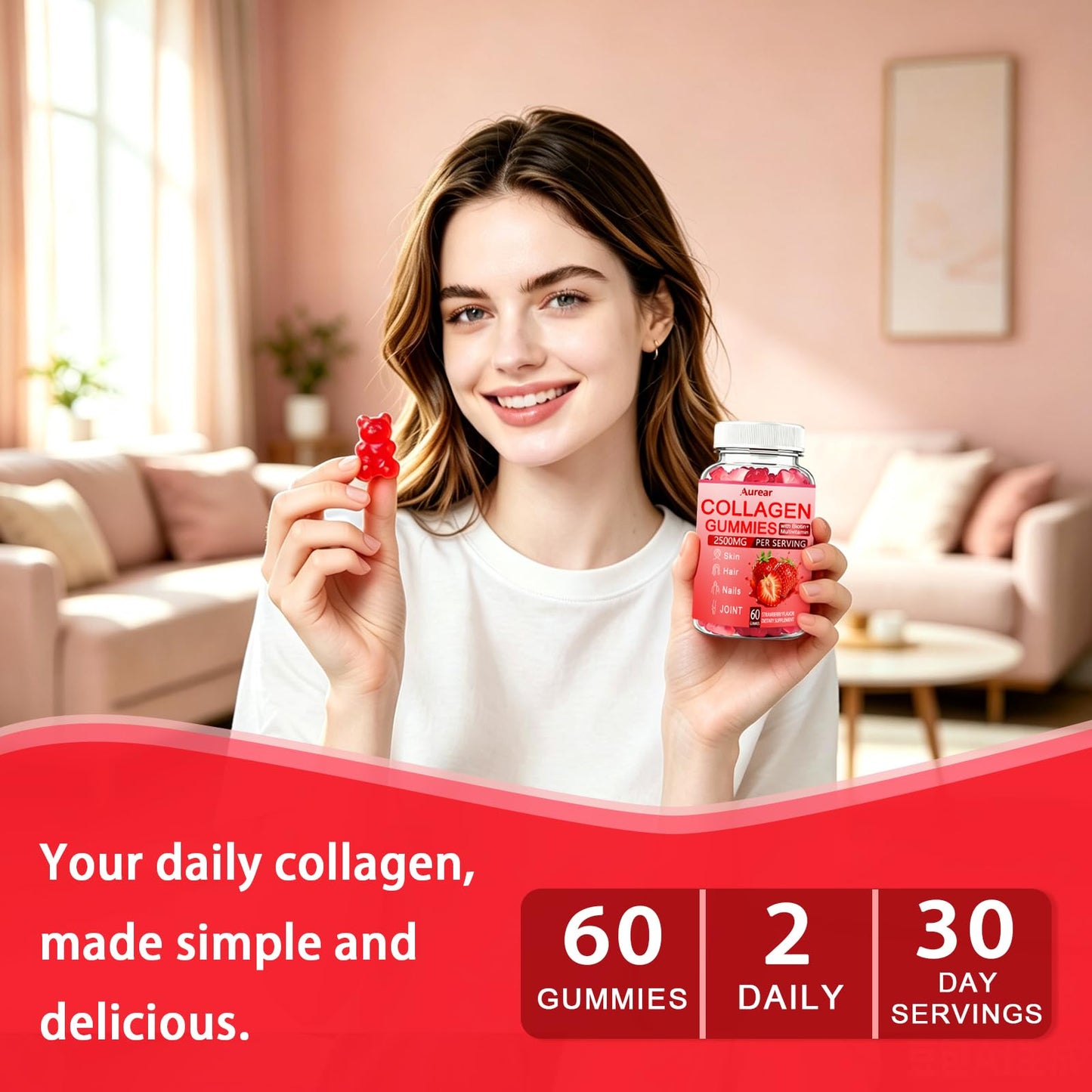 Aurear Collagen Peptides Gummies 60 Count