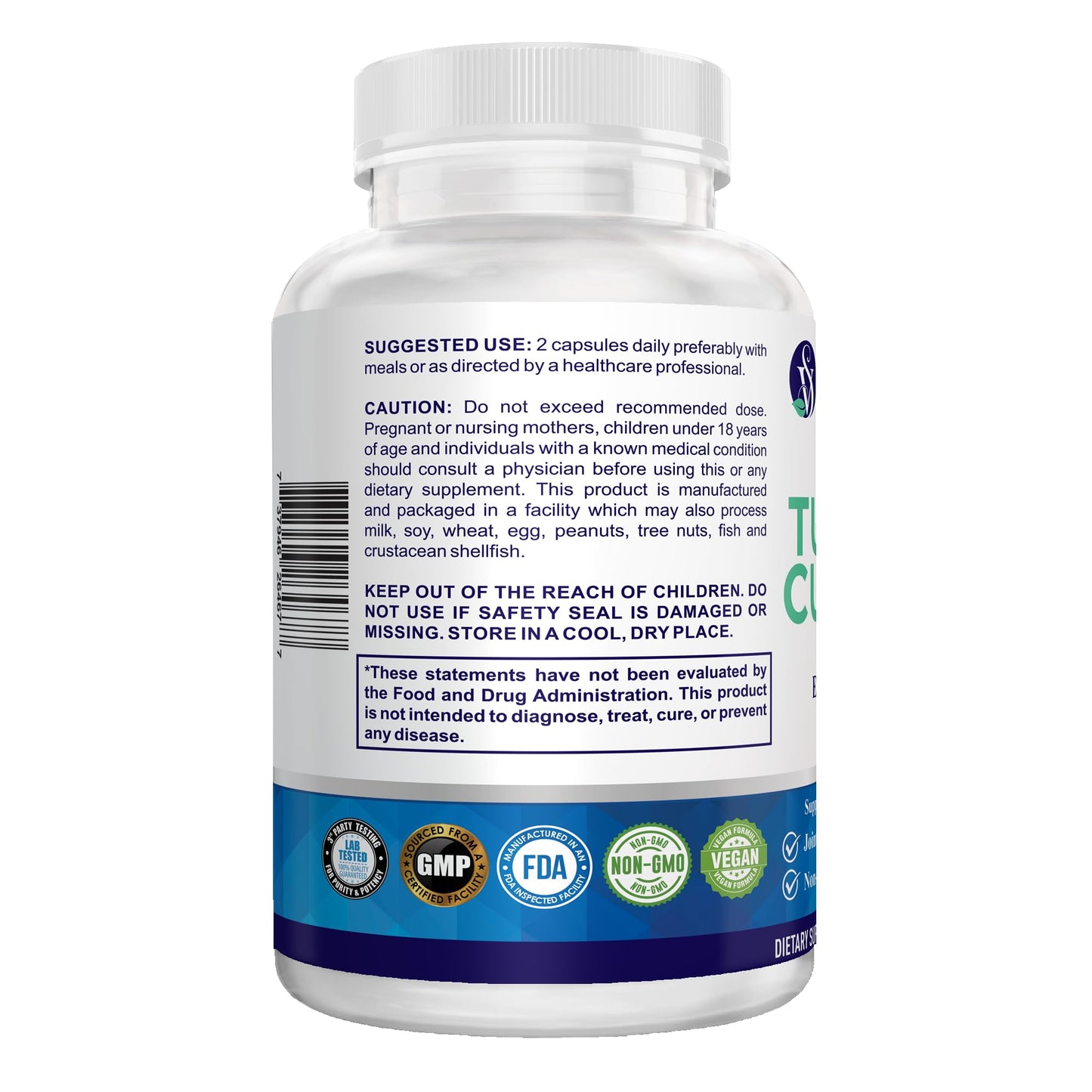 Vitality Span Turmeric Curcumin Supplement 1500mg – 95% Curcuminoids with 10mg BioPerine Black Pepper – High Absorption Antioxidant Support – Made in USA, 60 Capsules