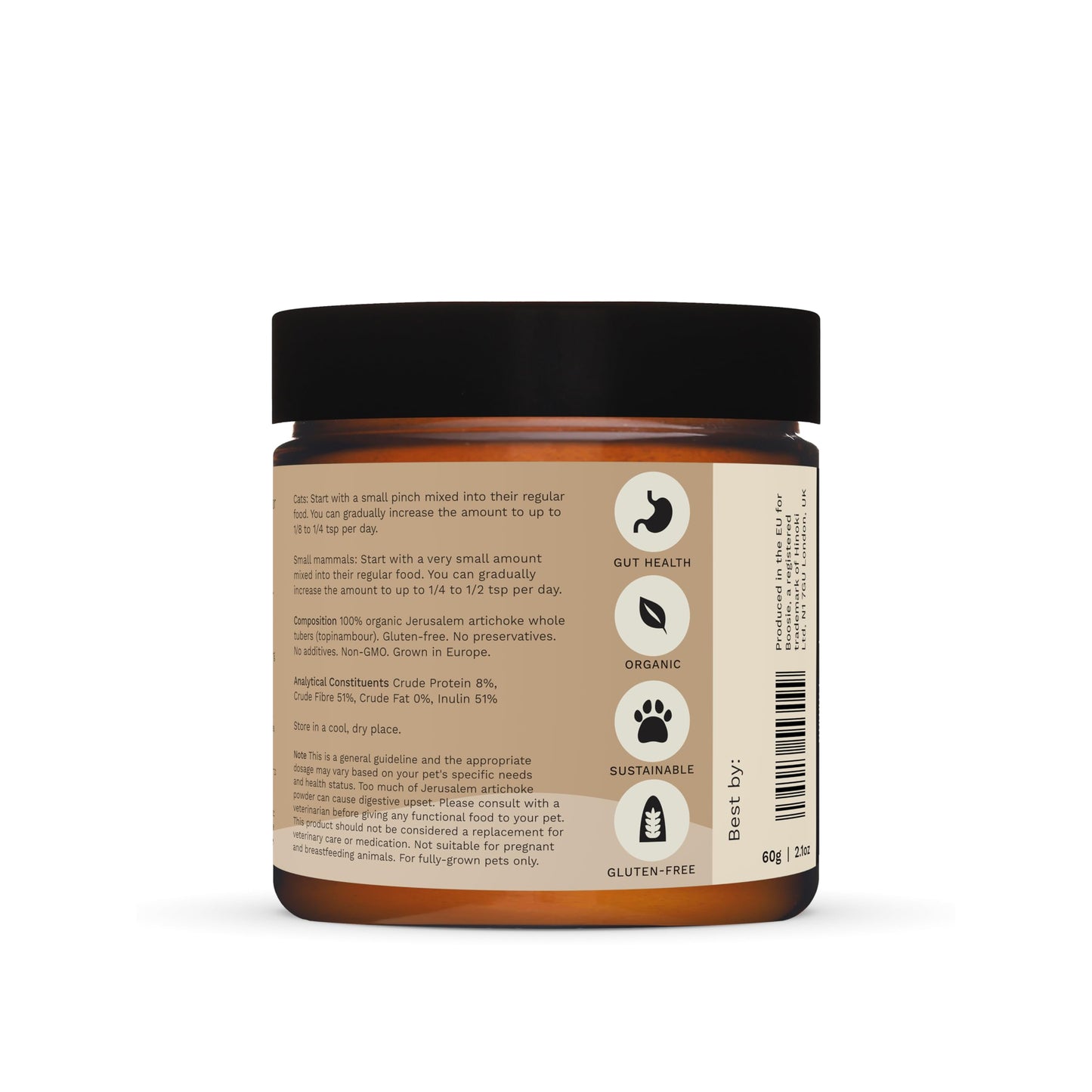 Boosie Organic Prebiotic Powder for Dogs and Cats Gut Health and Immunity Support 2.1