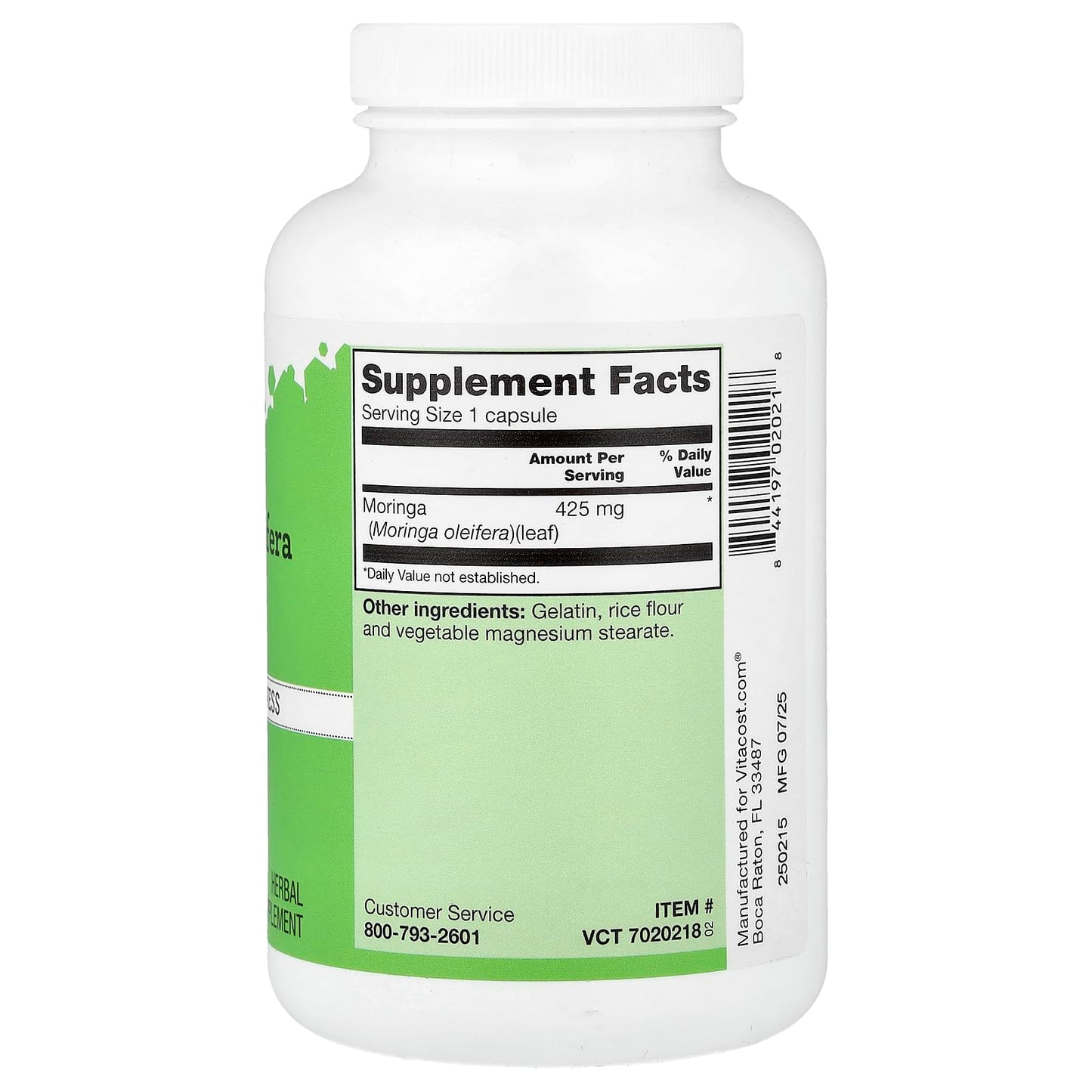 Vitacost Moringa Oleifera 425 mg, 240 Capsules