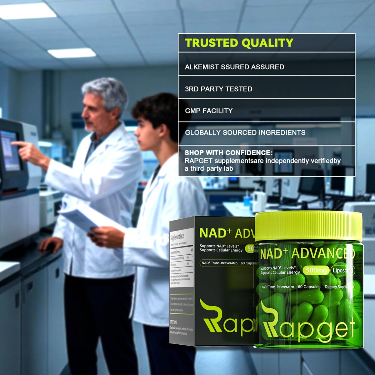RAPGET Liposomal NAD + Resveratrol Capsule, 60 Capsules