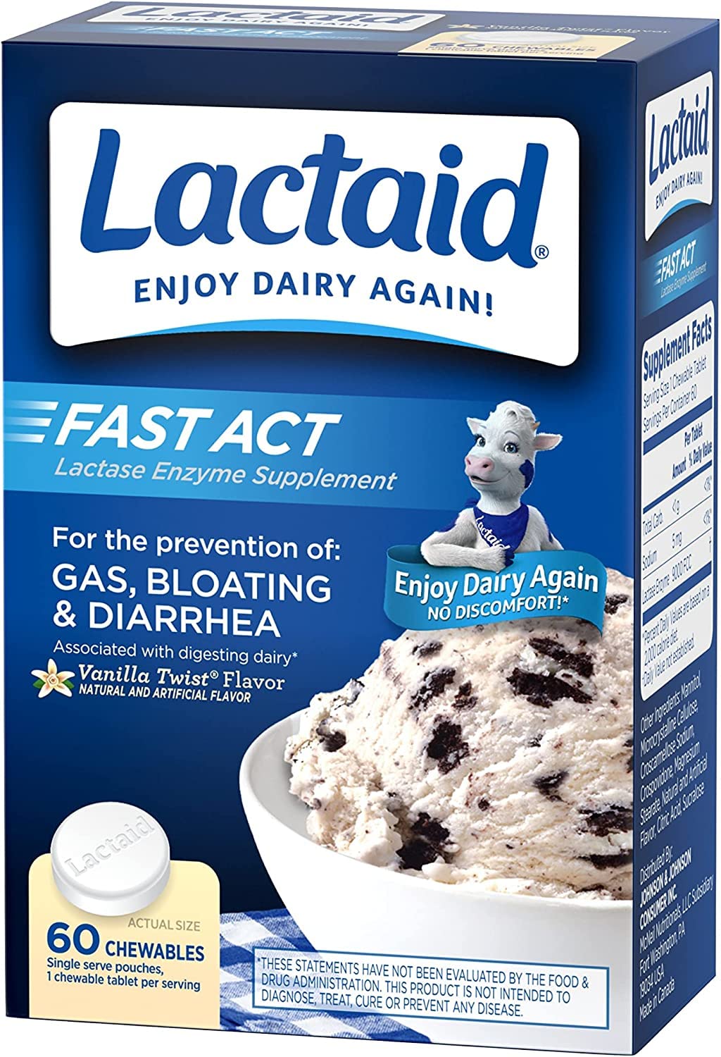 Lactaid Fast Act Chewables Vanilla Twist 12 Packs