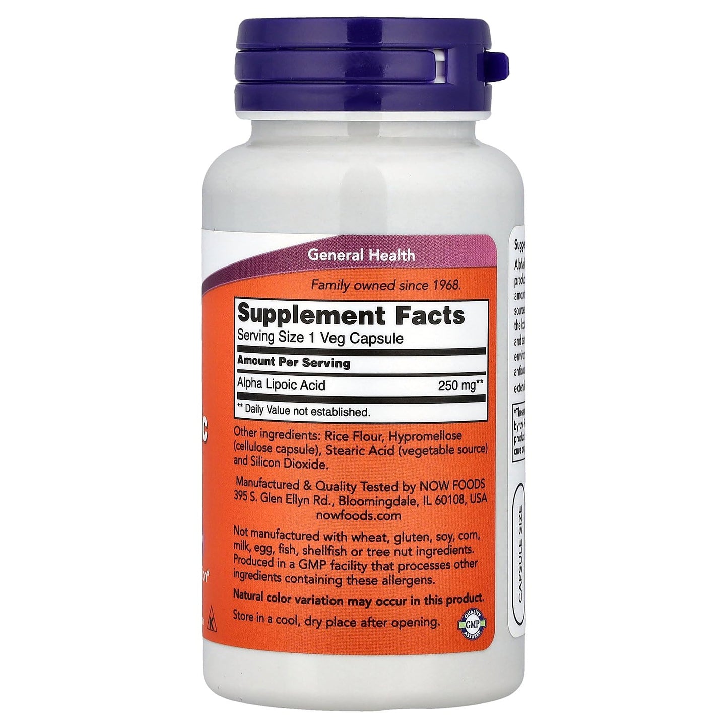 NOW Foods Alpha Lipoic Acid 250mg Capsules, 60 Count