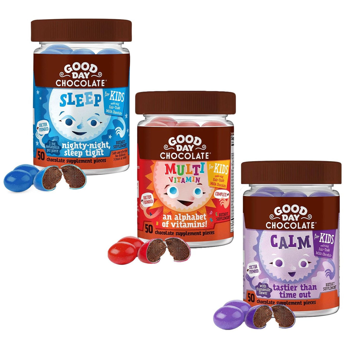 Good Day Chocolate Variety Pack for Kids Sleep Multivitamin Calm Chewable 150