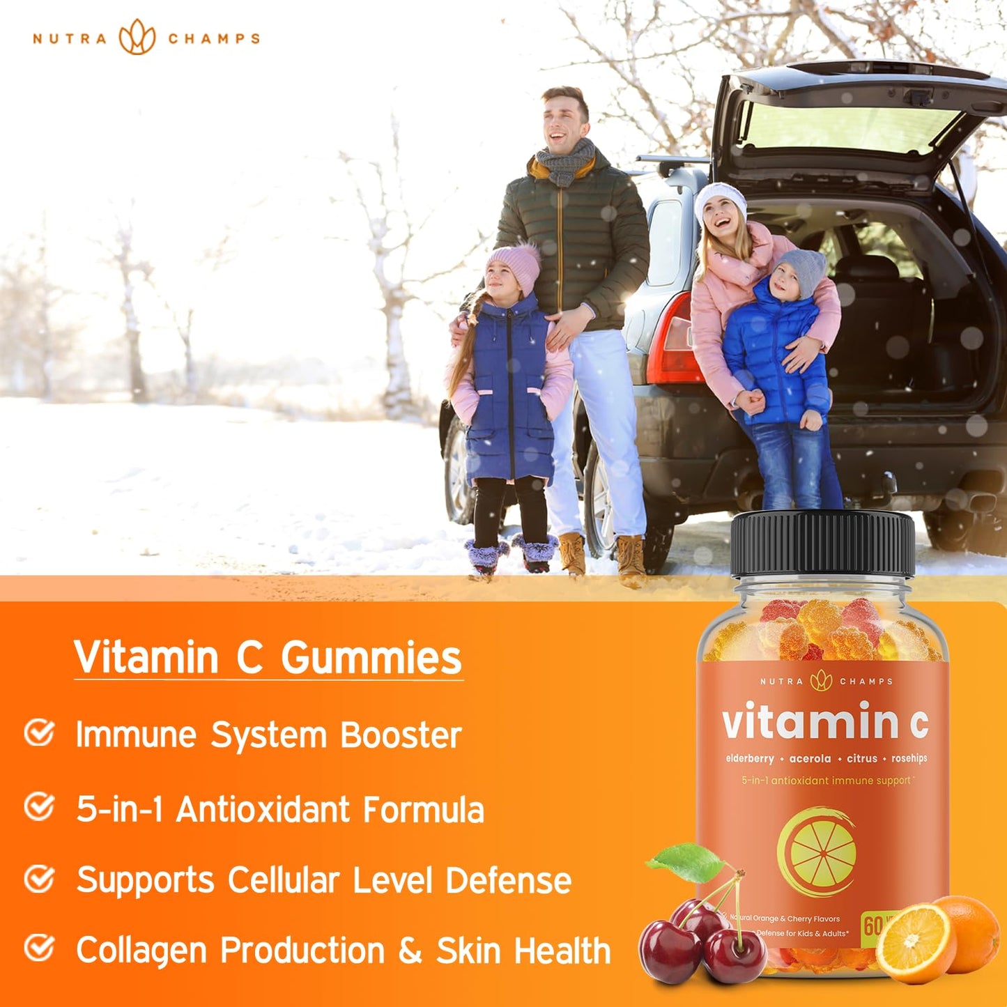 NutraChamps Biotin Gummies and Vitamin C Gummies Bundle, Chewable Gummies, 1 Bundle