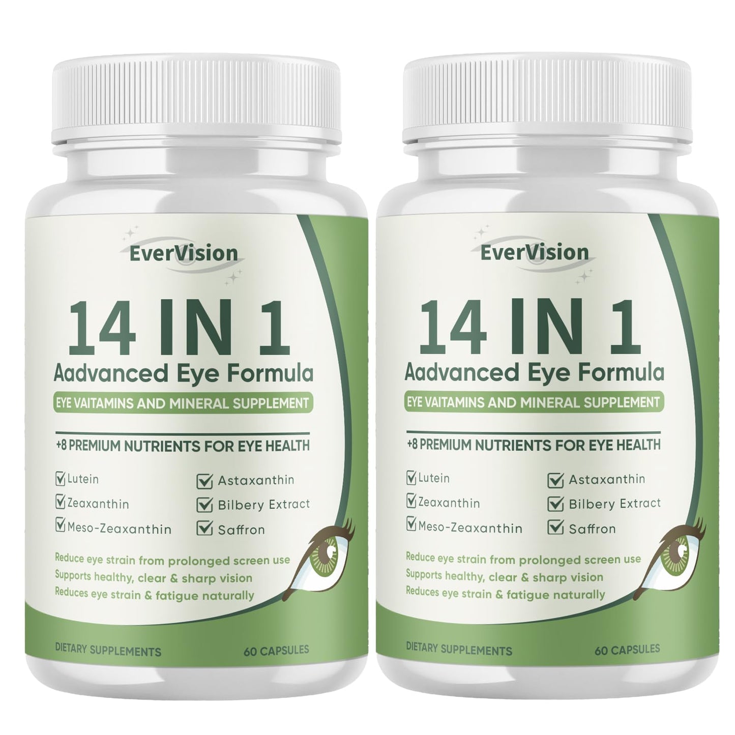 Wuliao Evervision 14 in 1 Advanced Eye Formula, Eye Vitamin and Mineral Supplement with Zinc, Lutein, Zeaxanthin & Bilberry Extract, Dry Eye and Vision Care, Capsules, 120 Count