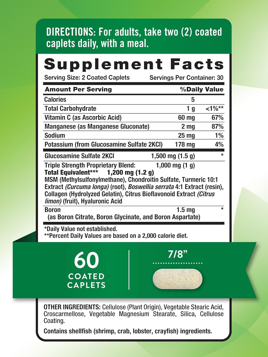 Nature's Truth Triple Strength Glucosamine Chondroitin MSM Complex Dietary Supplement Caplets 120