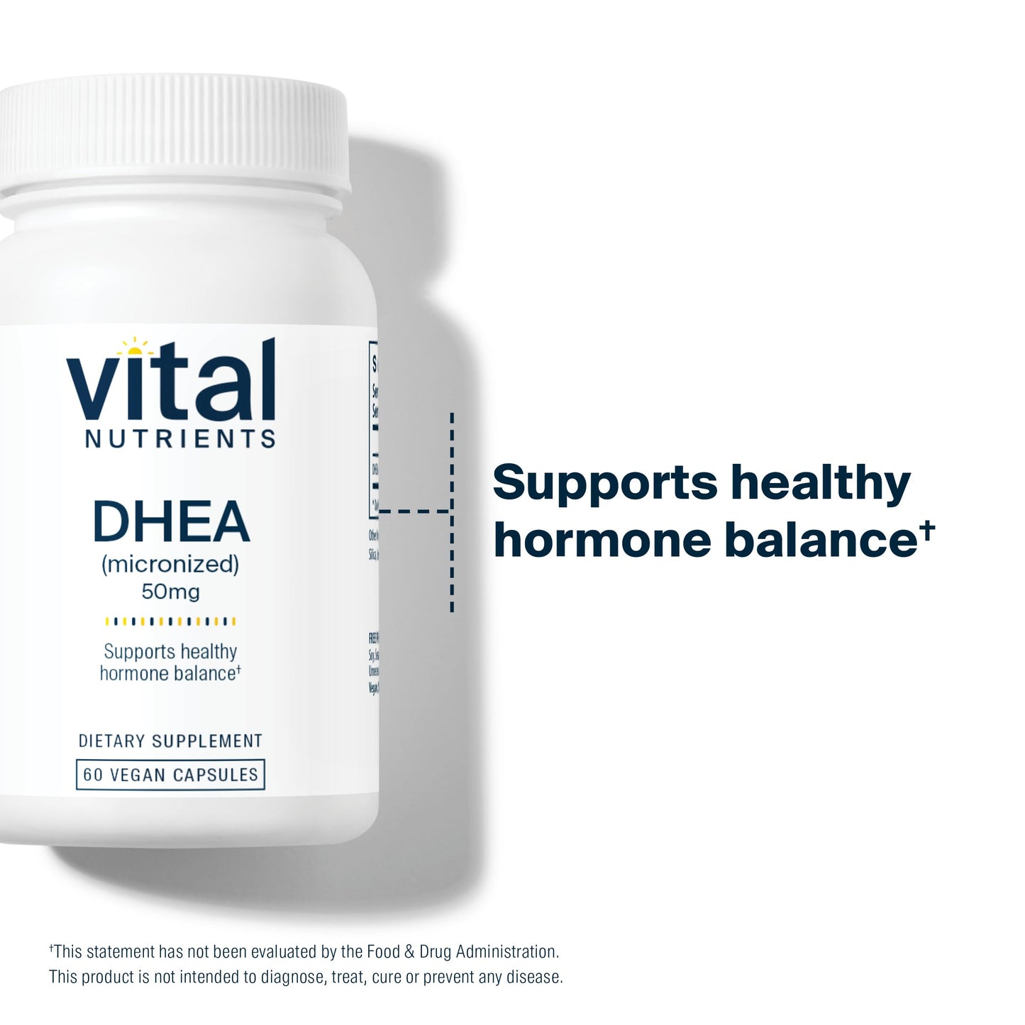 Vital Nutrients DHEA 50mg Vegan Micronized DHEA Supplement, 60 Capsules