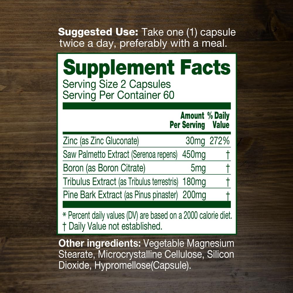 INNERVISNUTRITION Prostate & Urinary Support for Men 5-in-1 Saw Palmetto Complex with Zinc, Tribulus, Boron, Pine Bark 120 Capsules