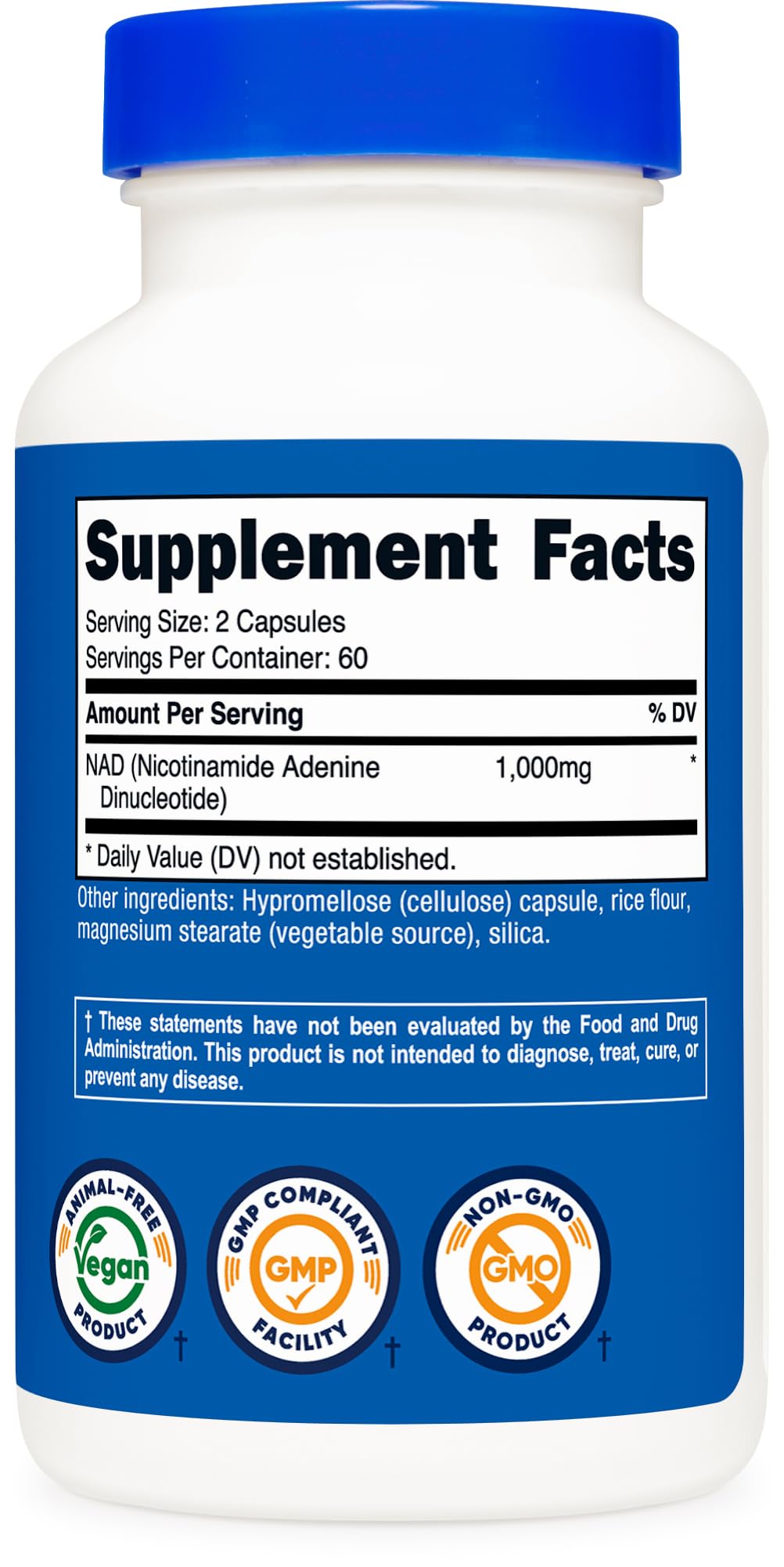 Nutricost NAD+ Supplement 1,000mg per Serving Capsule, 120 Capsules