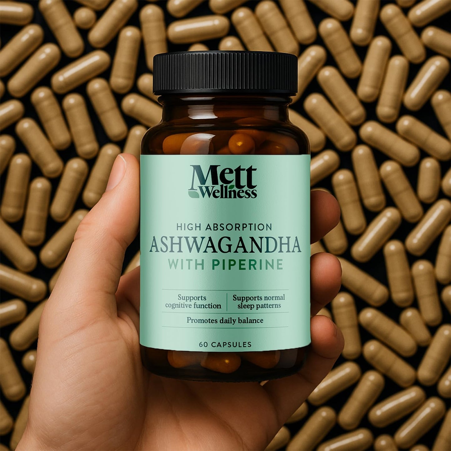 Mett Wellness Ashwagandha with Piperine Capsules, 60 Count