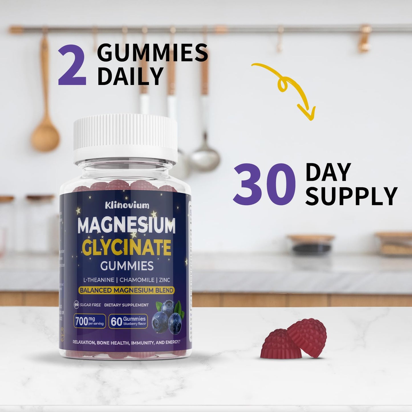 Klinovium Magnesium Glycinate Gummies 700mg, 60 Count