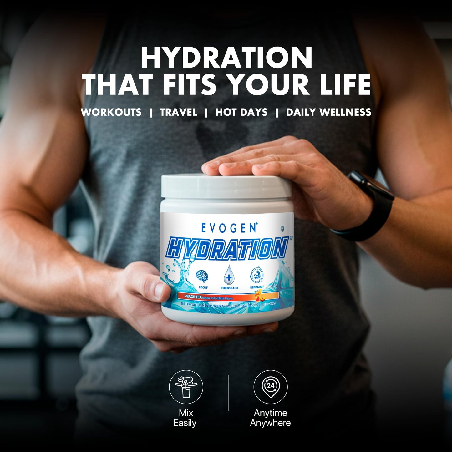 Evogen Hydration Sugar-Free Electrolytes Powder Peach Tea 8.3