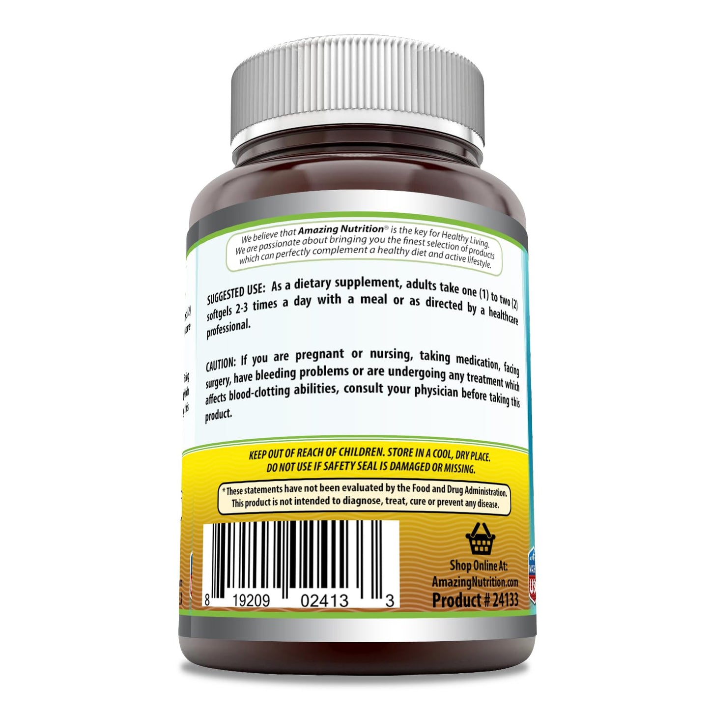 Amazing Nutrition Omega Triple Strength Fish Oil Supplement Softgel 120 Softgels