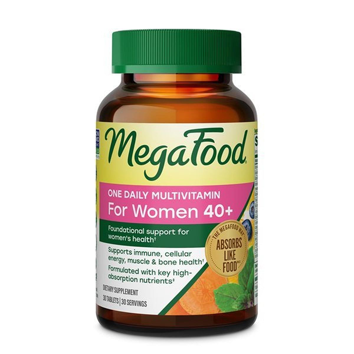 MegaFood One Daily Multivitamin for Women 40+ with 22 Nutrients, 30 Tablets
