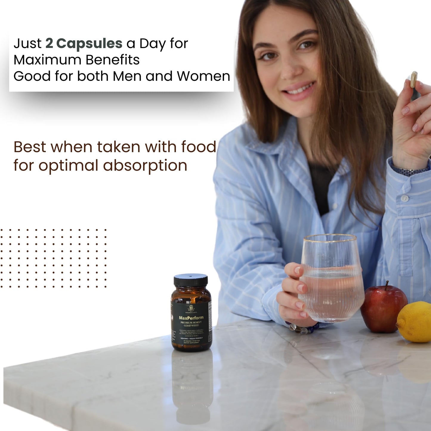 LONLIFE MaxPerform Herbal Supplement with Horny Goat Weed, Maca Root, Tongkat Ali, Tribulus Terrestris & Saw Palmetto - Daily Wellness Support for Men - 1275mg, 60 Capsules