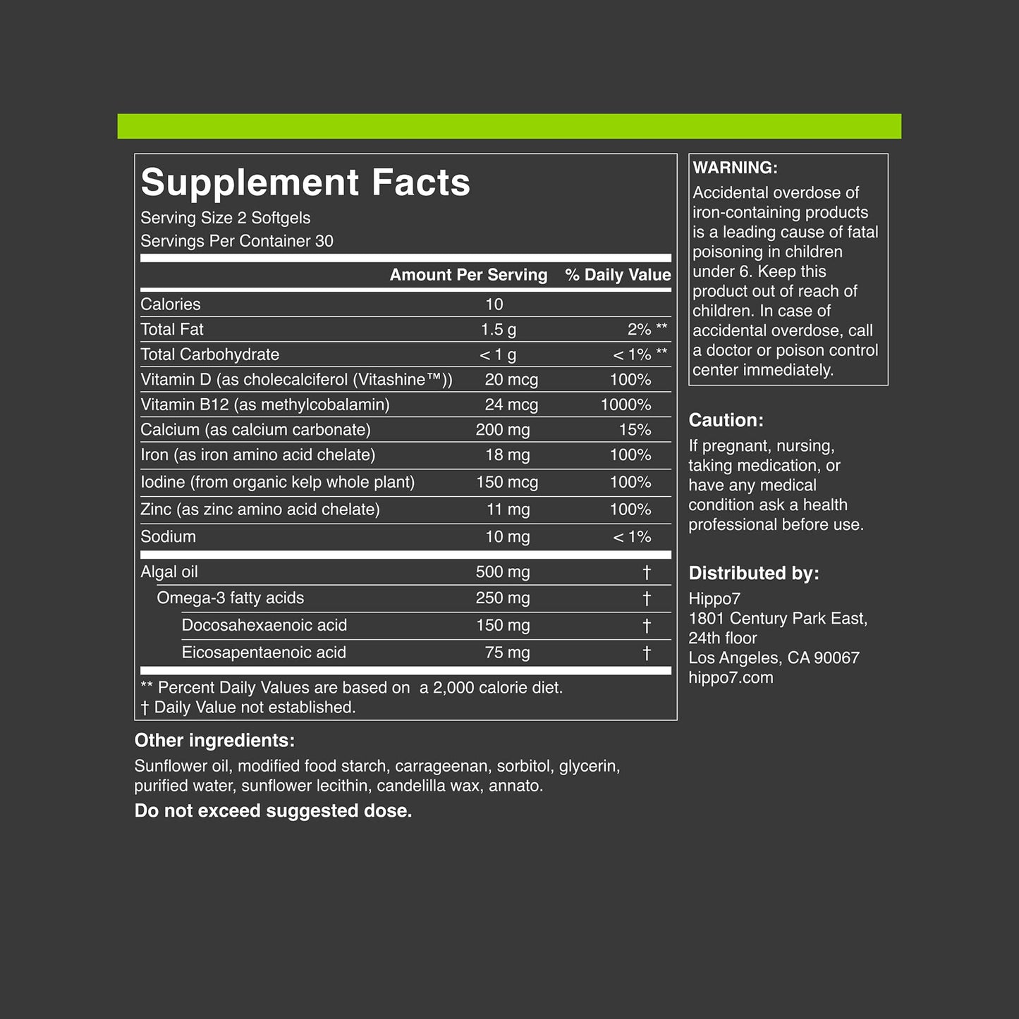 Hippo7 Vegan Complete Multivitamin Softgel 60 Count