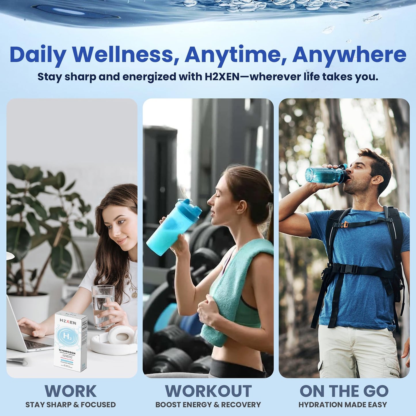 H2XEN Molecular Hydrogen Tablets with Magnesium - 8 PPM Hydrogen Water Tablets for Drinking Water, 60 Tablets