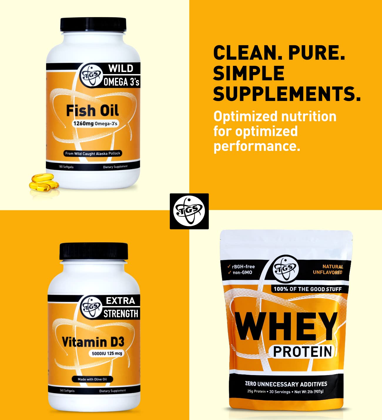 TGS Nutrition Omega 3 Fish Oil Supplement Extra Strength Capsules 180