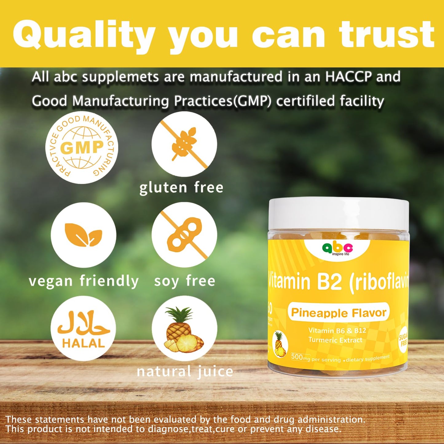 INSPIRELIFE ABC Vitamin B2 Gummies Riboflavin 400mg, 60 Count