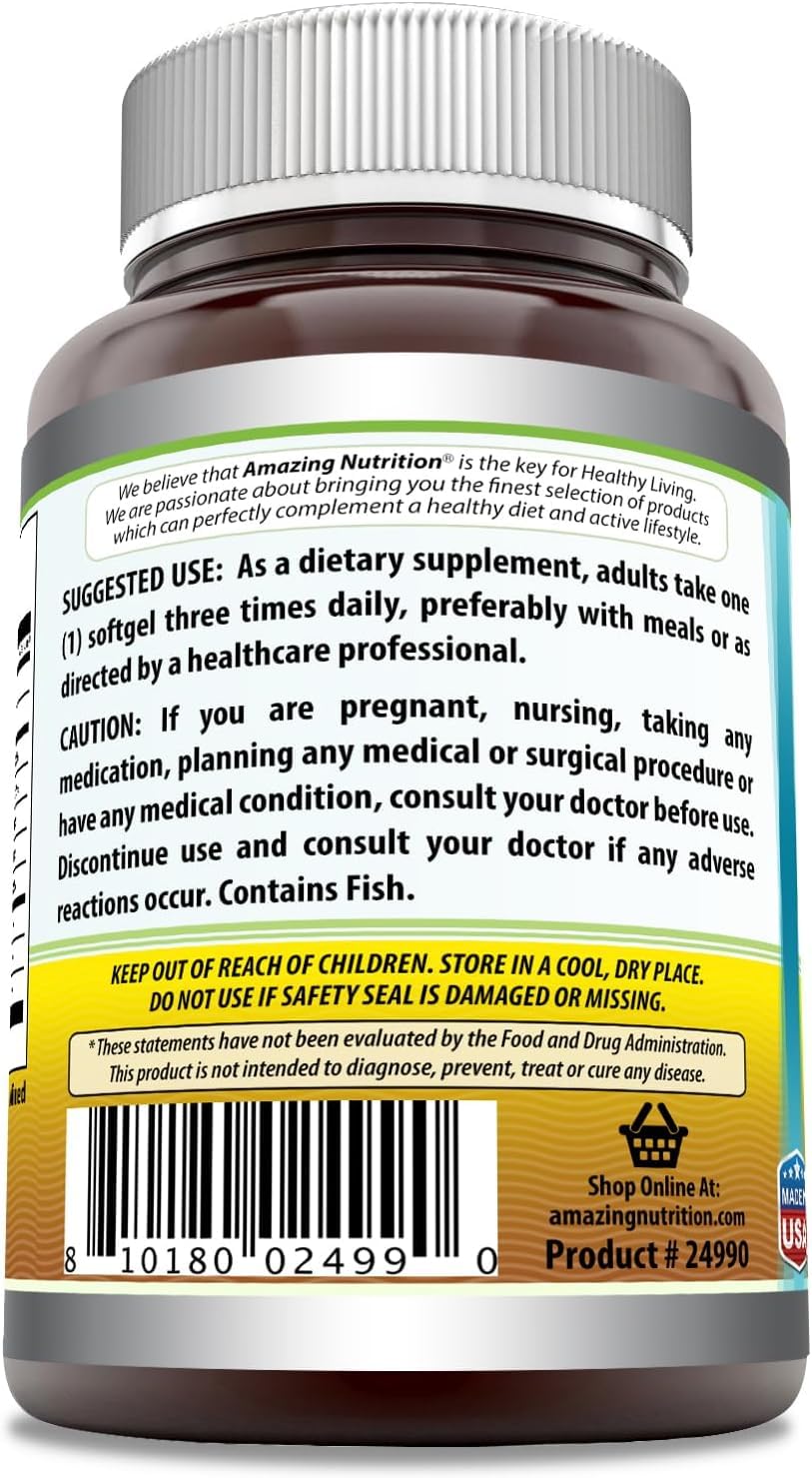 Amazing Nutrition Amazing Omega Fish Oil 1000 mg Softgels 800 Count