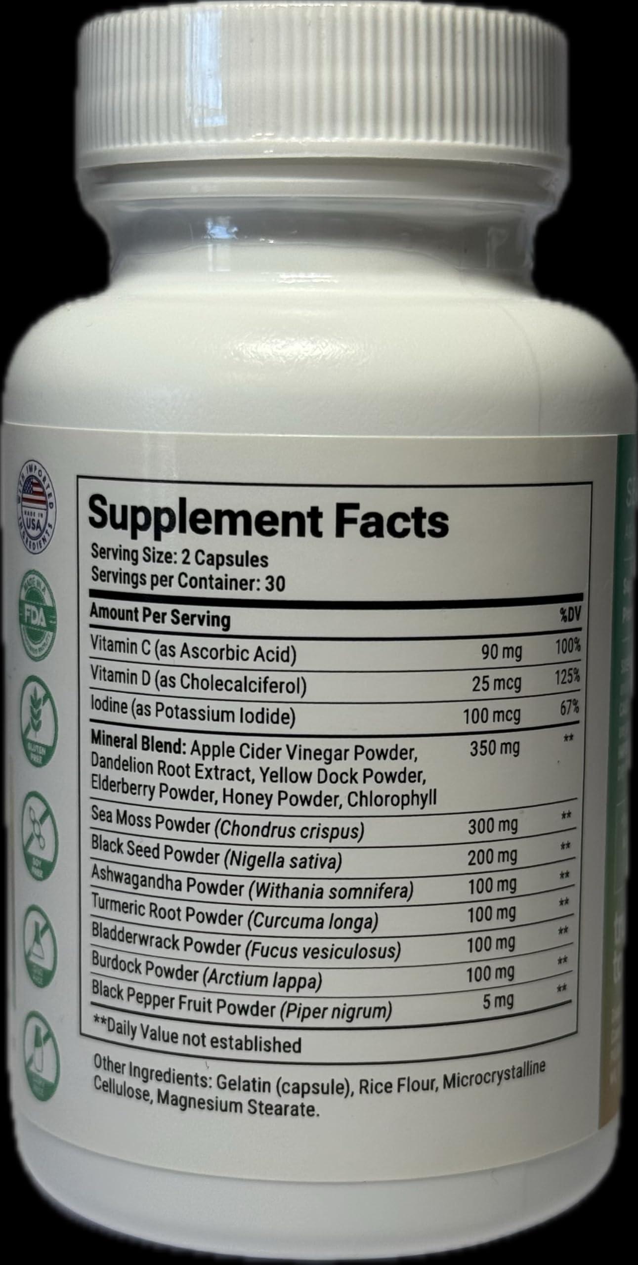 True Totality Sea Moss Capsules with Ashwagandha – Turmeric, Bladderwrack, Burdock, Elderberry, Black Seed Oil & Iodine – Immune, Energy & Stress Support Supplement – Doctor Formulated, 60 Vegan Capsules