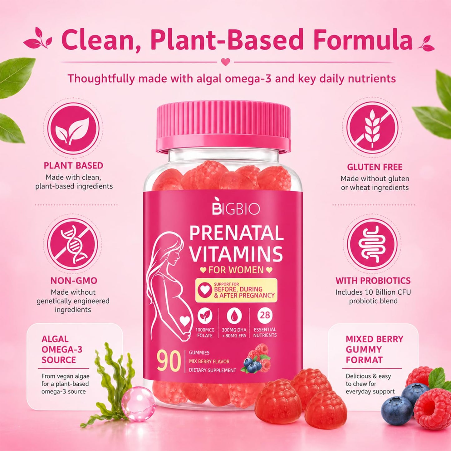 BIGBIO Prenatal Vitamins for Women Gummies 1 Count