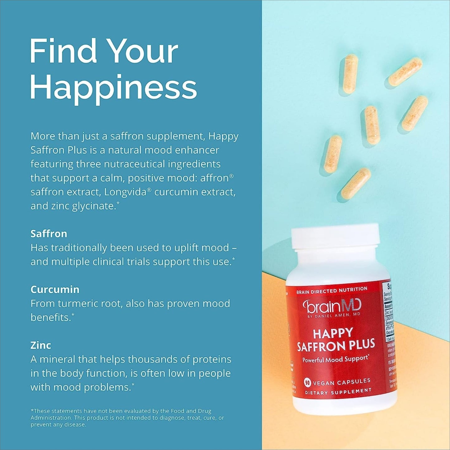 BRAINMD Dr Amen Happy Saffron Plus 180 Capsules