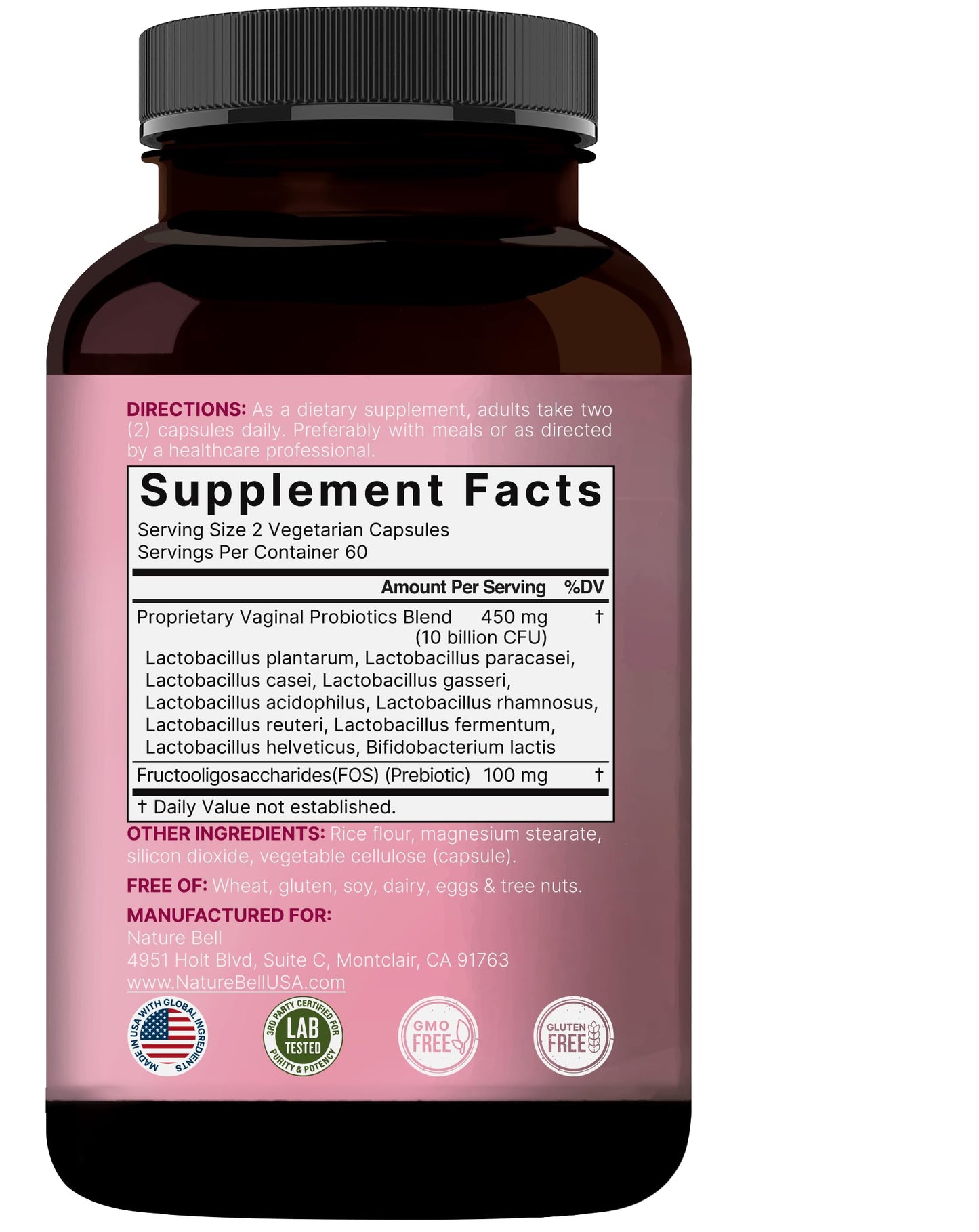 NatureBell Vaginal Probiotics for Women, 10 Billion CFU, 120 Veggie Capsules