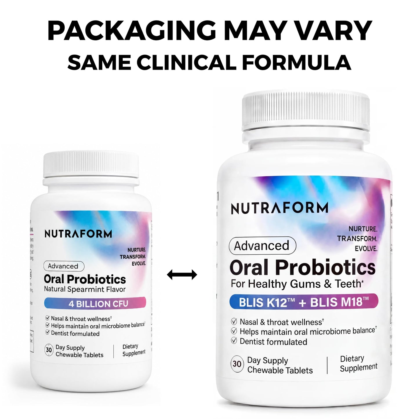Nutraform Oral Probiotics for Teeth and Gums & Bad Breath BLIS K12 & M18 Lozenges, 30 Count