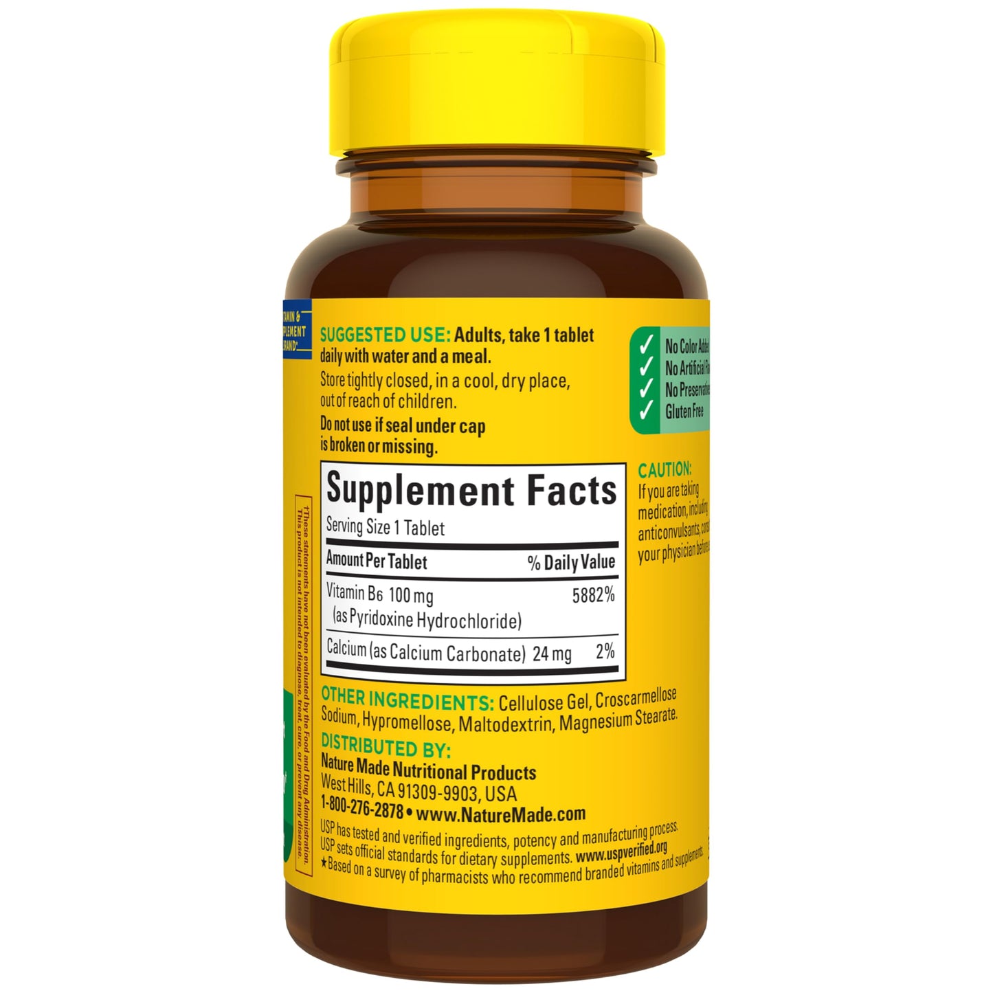 Nature Made Vitamin B6 100mg Tablet, 100 Tablets