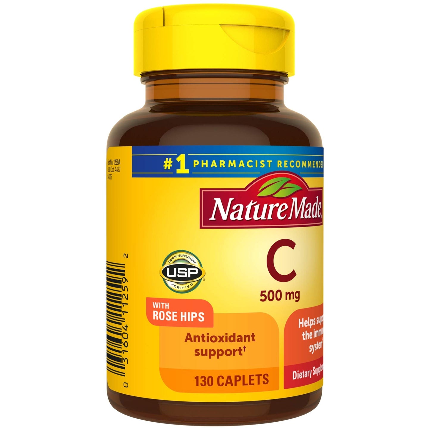 Nature Made Vitamin C 500 mg Caplets with Rose Hips, 130 Count