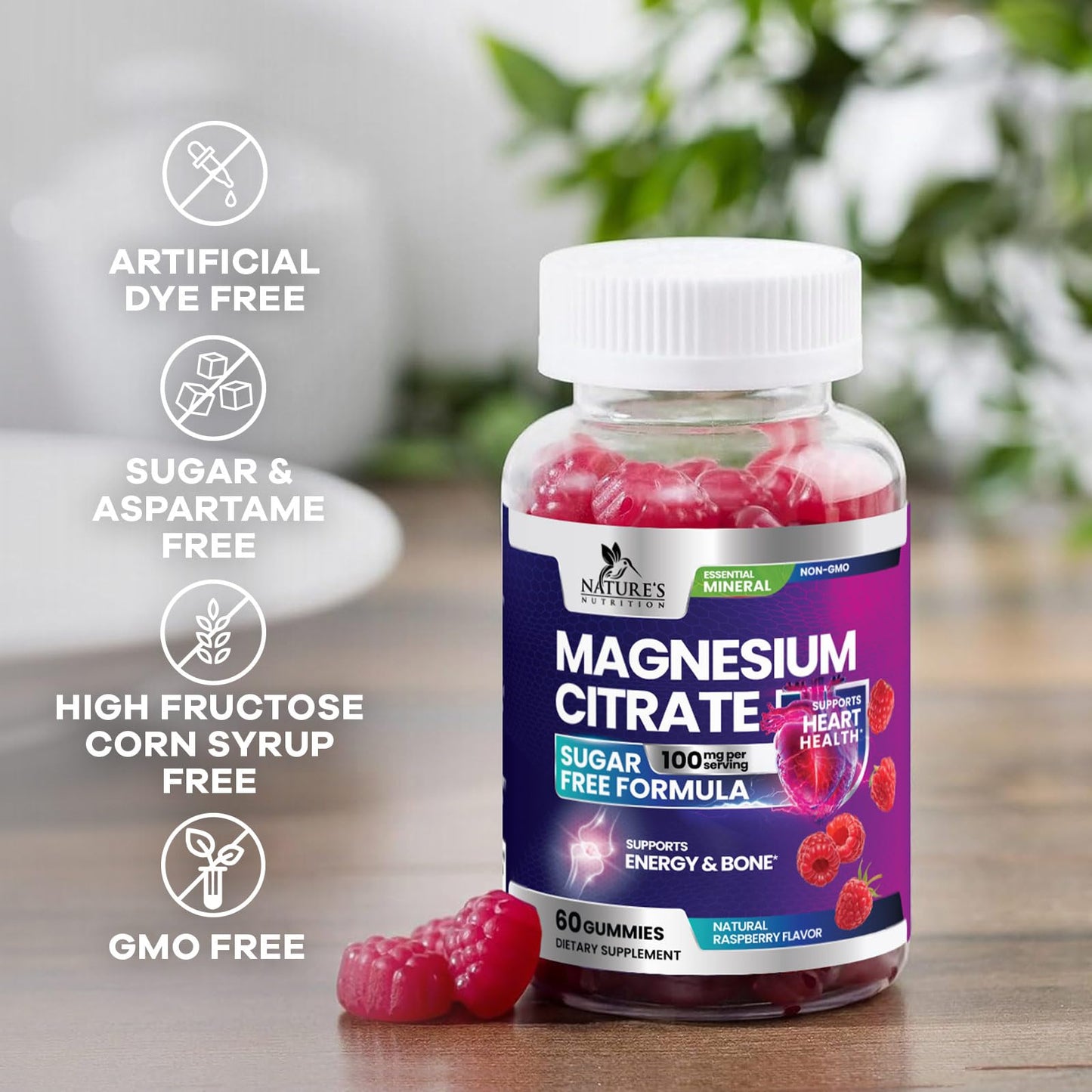Nature's Nutrition Magnesium Citrate Gummies 60 Count