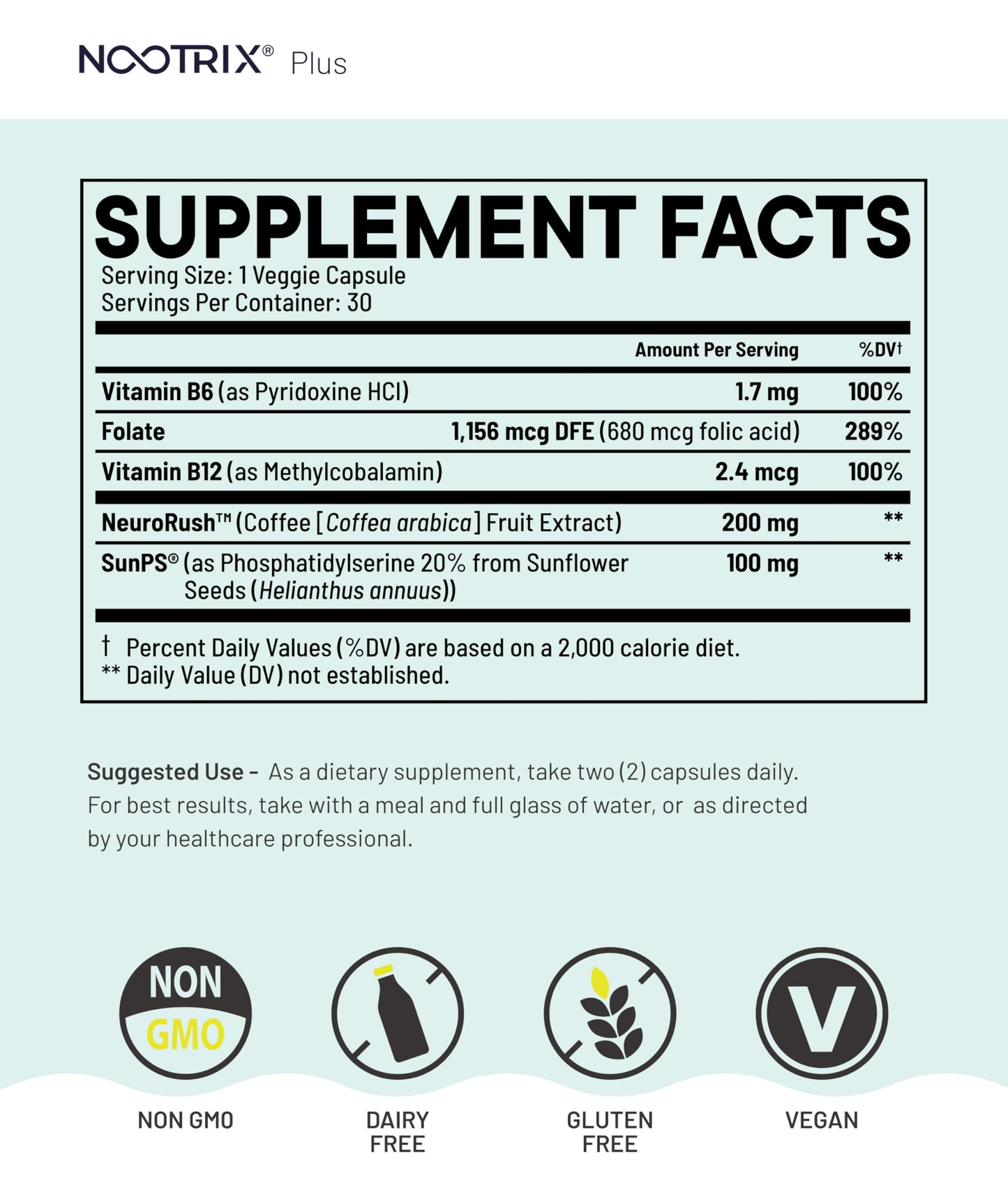 Nootrix Brain Plus Nootropic Supplement 30 Capsules