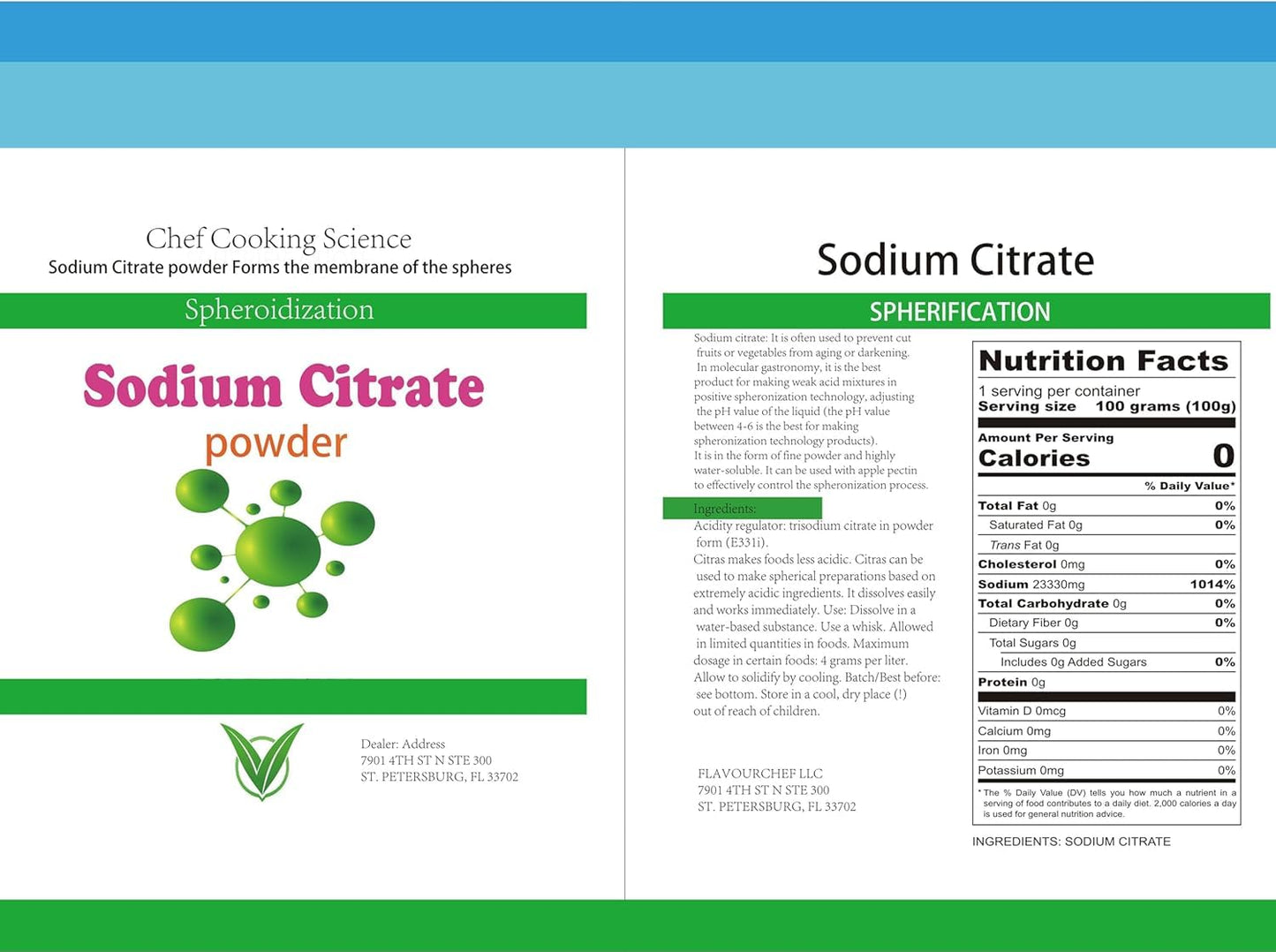 LEIMENGCHEF Sodium Citrate Powder 16 Ounce