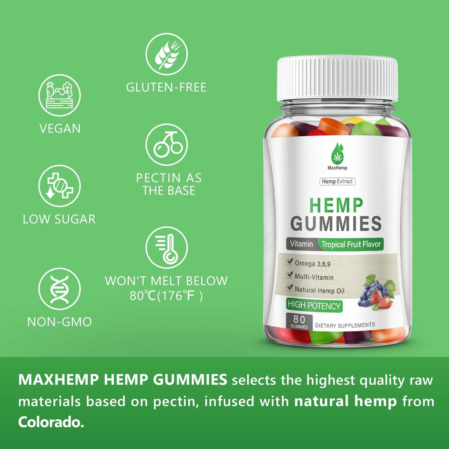 MaxHemp Organic Hemp Gummies 320 Gummies