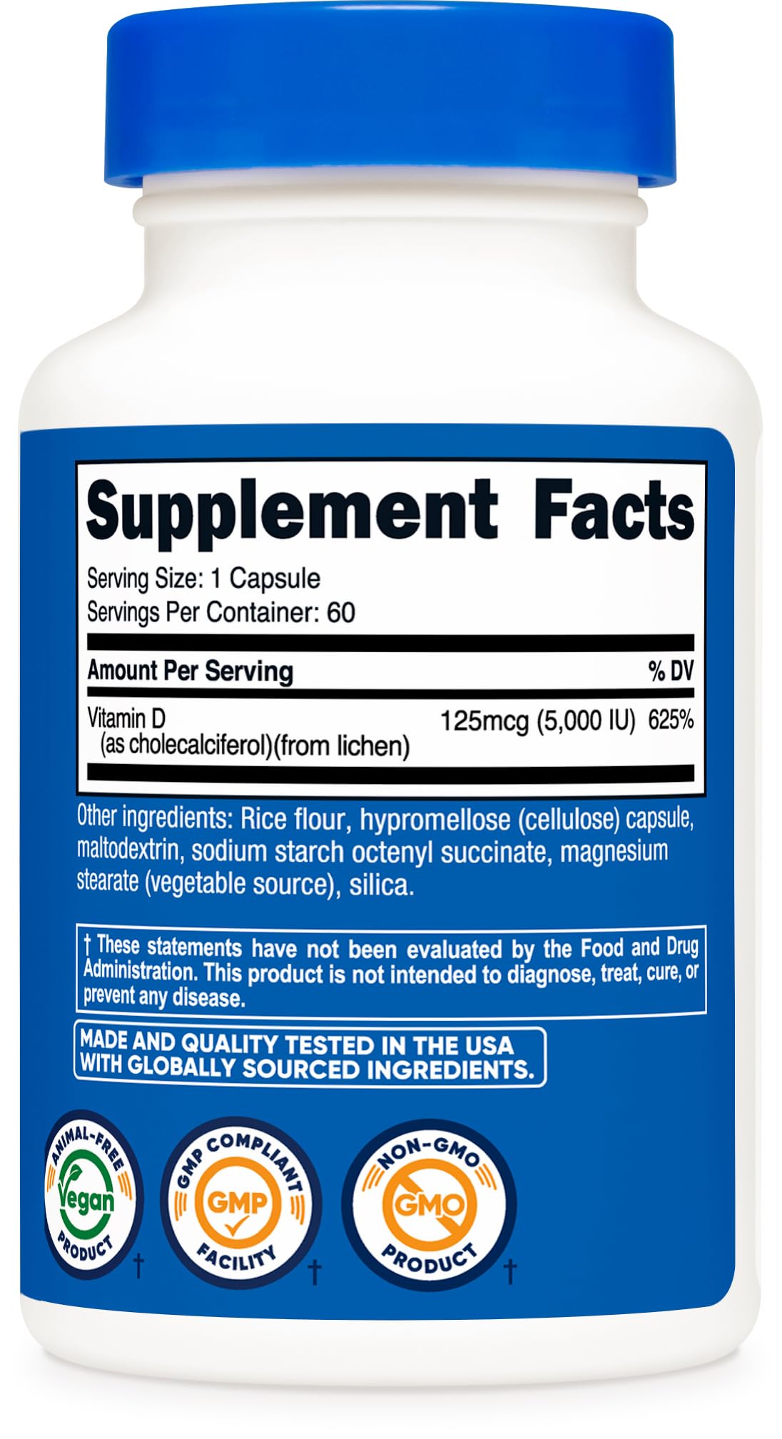 Nutricost Vegan Vitamin D3 (5,000 IU) Capsules 60