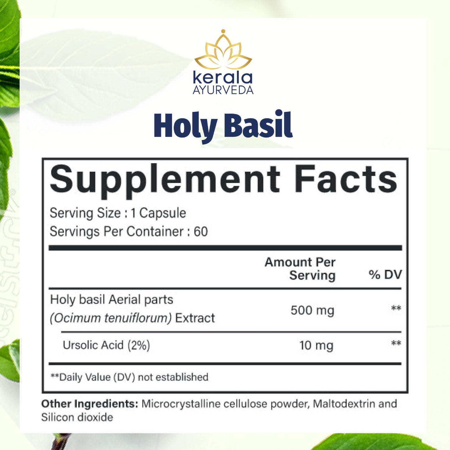 Kerala Ayurveda Holy Basil Tulsi Extract Capsules, 1 Capsule