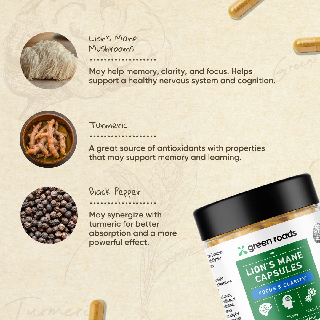 Green Roads Lion's Mane Mushroom Capsules 60 Count