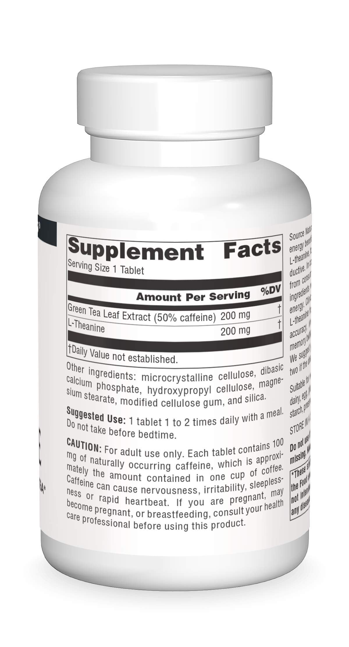 Source Naturals Caffeine + L-Theanine, Energy and Focus Support from Green Tea Tablets, 240 Tablets
