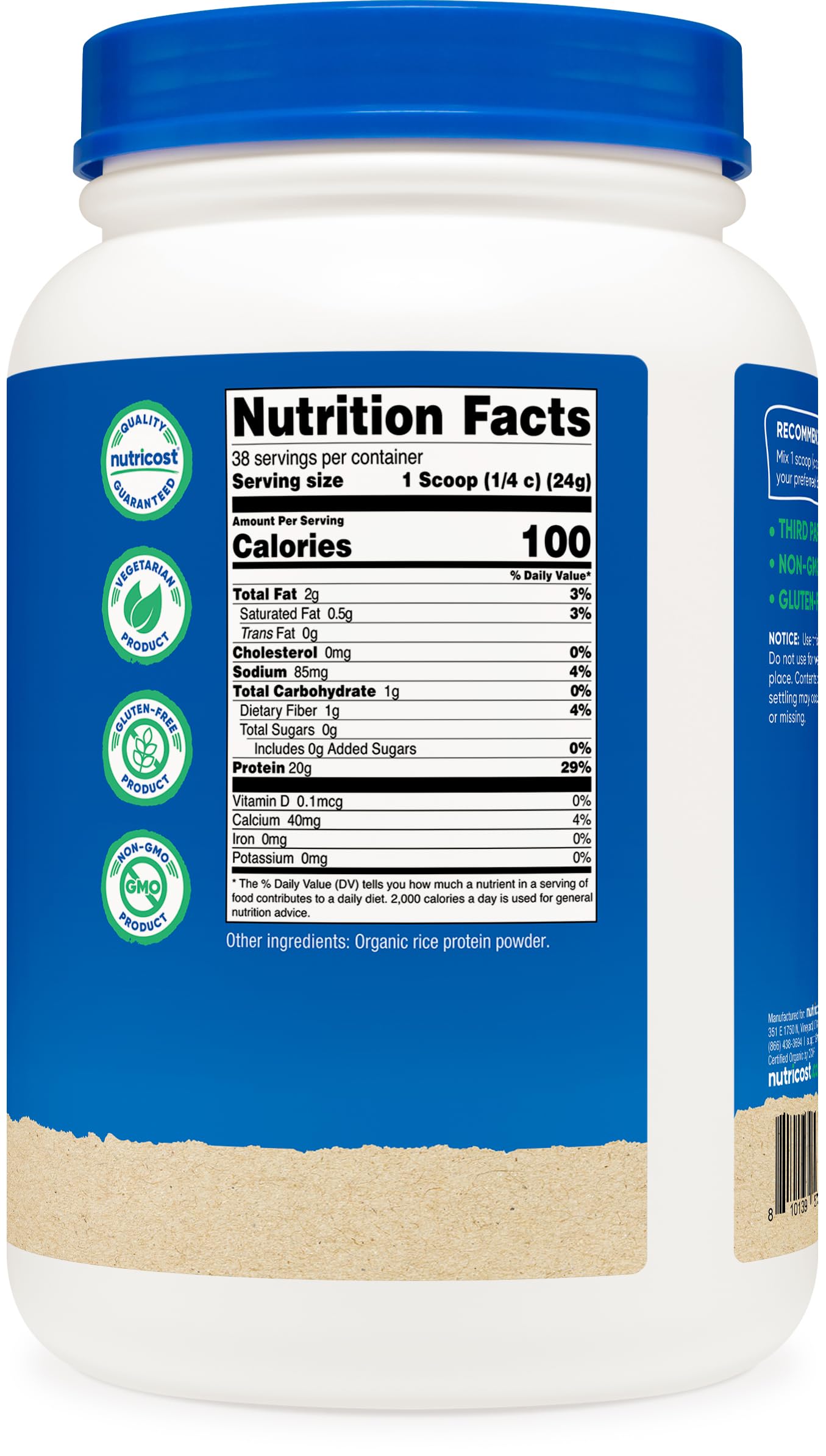 Nutricost Organic Rice Protein Powder 32.4 oz