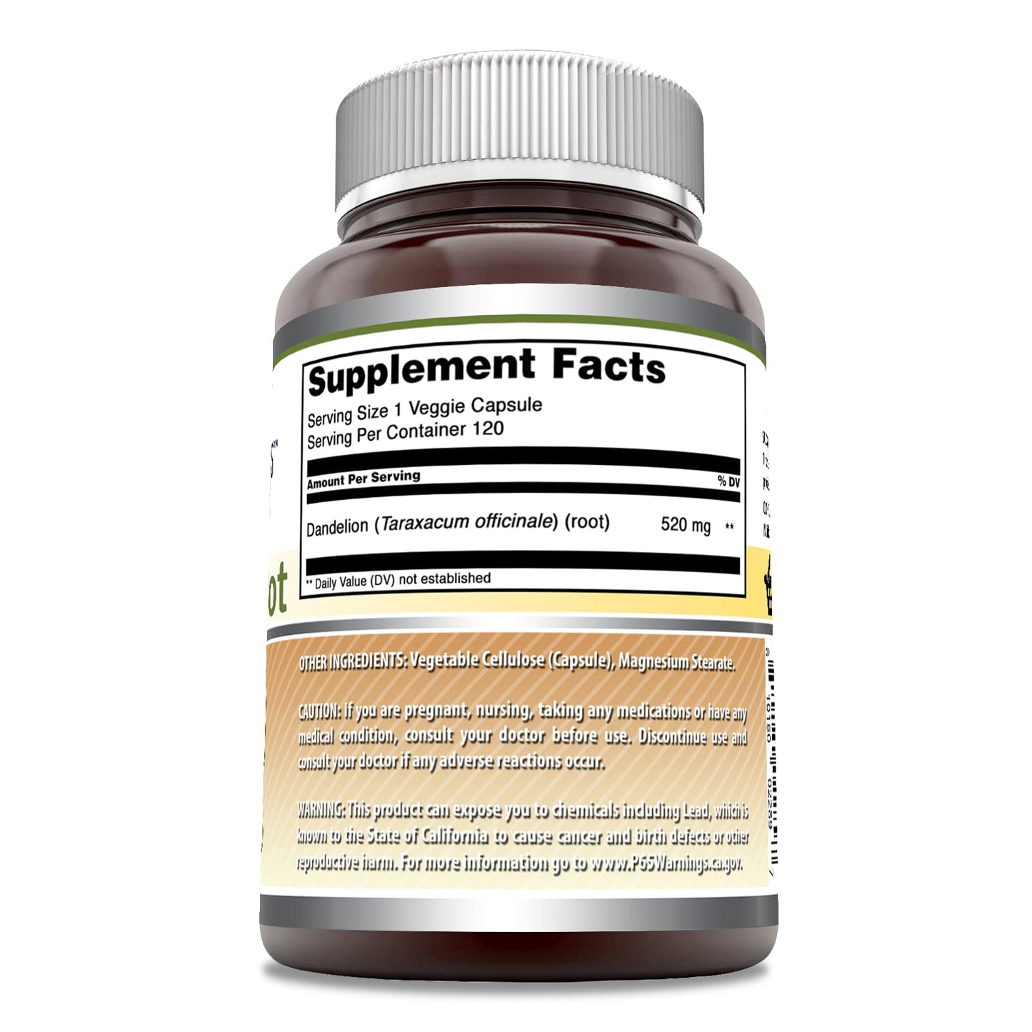 Amazing Nutrition Dandelion Root Supplement Capsules, 120 Veggie Capsules