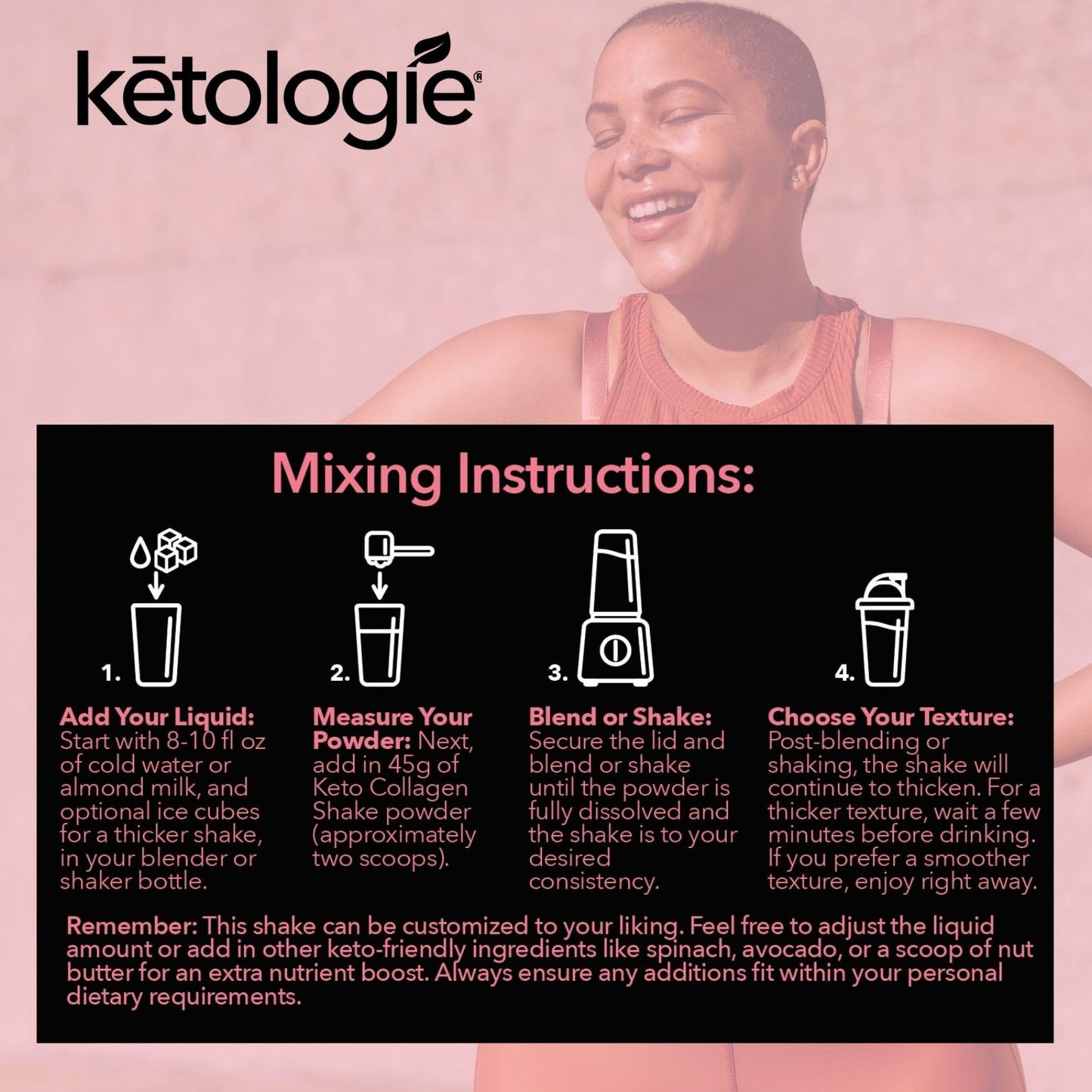 Ketologie Keto Collagen Shake Powder Strawberry 28.5